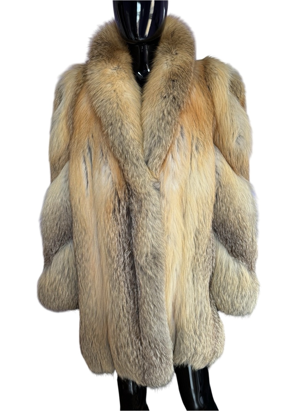 Luxury Golden Island yellow fox fur coat jacket